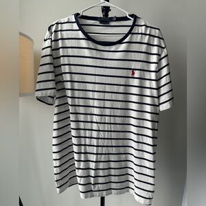Polo Ralph Lauren T-Shirt Mens Size XL White Navy Striped